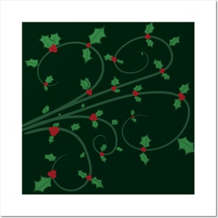 Holly Berries Vine Christmas Holiday Celebration Posters and Art